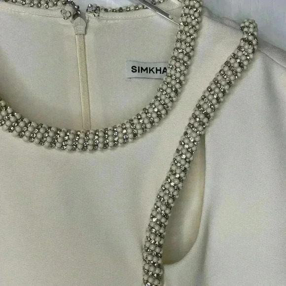 SIMKHAI by‎ Jonathan Simkhai Kat Embellished Minidress Size 6 Creamy White - Picture 9 of 16